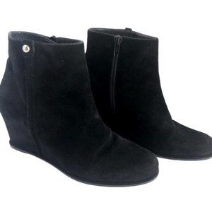 Stuart Weitzman suede black wedge booties with stud size 6